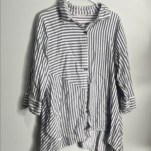 Soft Surroundings Gray and White Striped Top